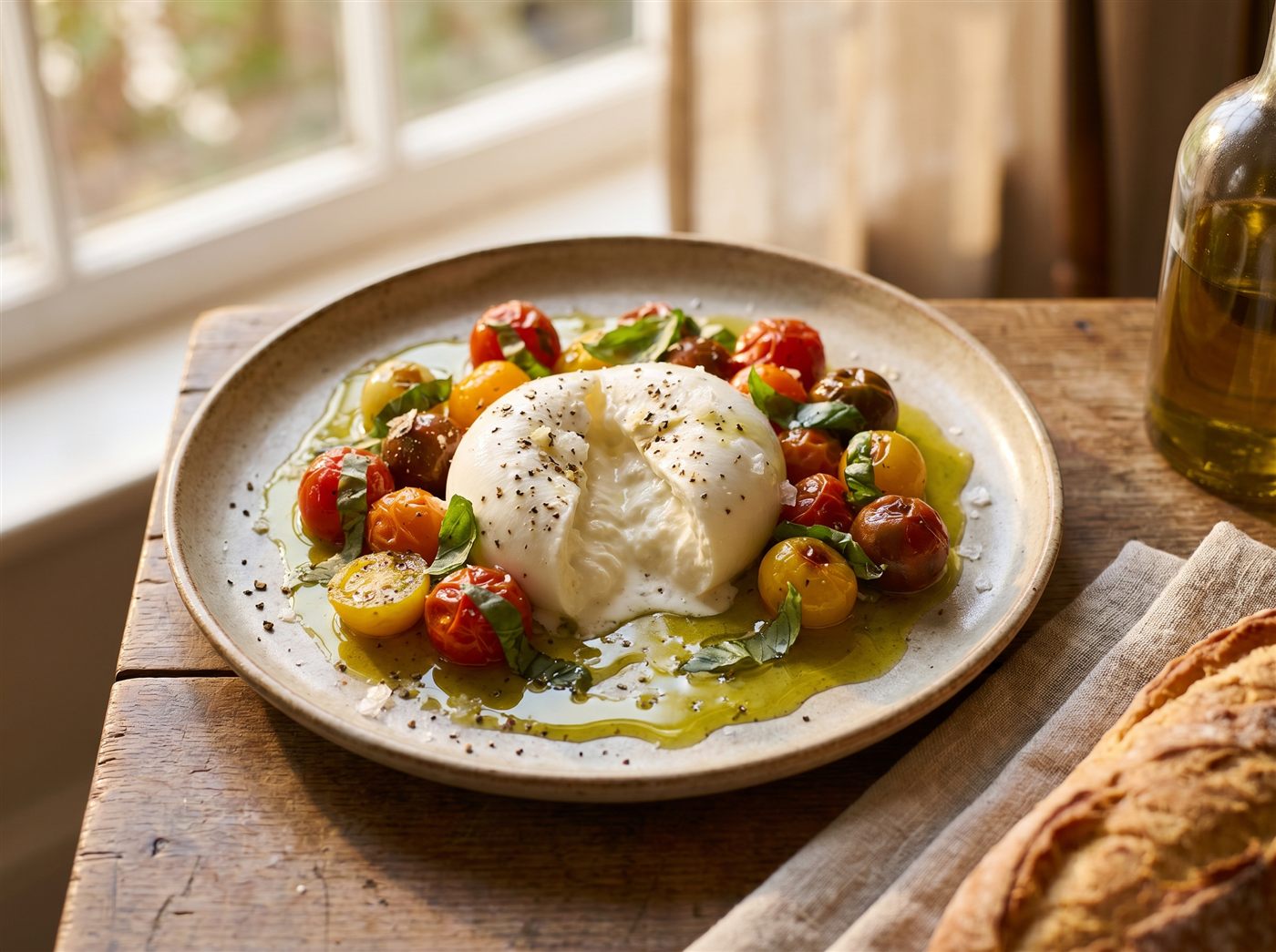 Burrata mit Tomaten und Olivenöl